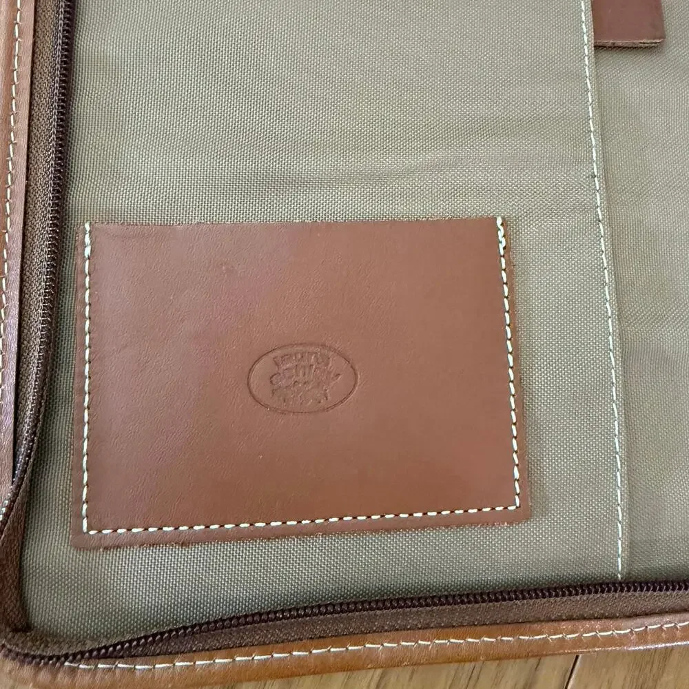 Vintage Laura Ashley Planner Plaid Fabric Leather Binding Zip Padfolio 13 x 10